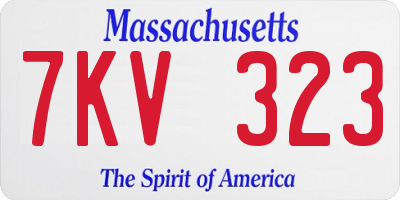 MA license plate 7KV323
