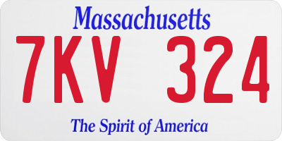 MA license plate 7KV324