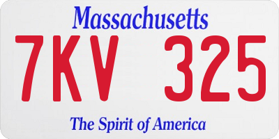 MA license plate 7KV325