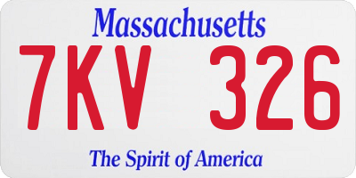 MA license plate 7KV326
