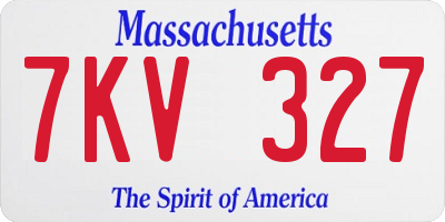 MA license plate 7KV327