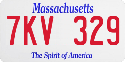 MA license plate 7KV329