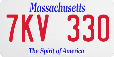 MA license plate 7KV330