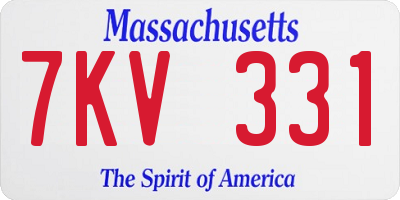 MA license plate 7KV331