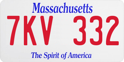 MA license plate 7KV332