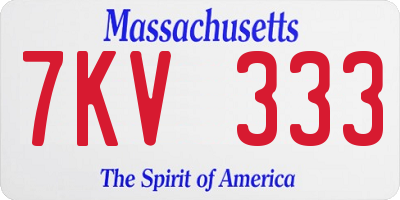 MA license plate 7KV333