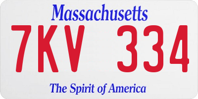 MA license plate 7KV334