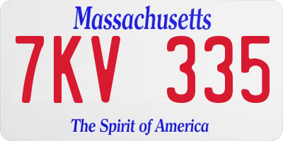 MA license plate 7KV335