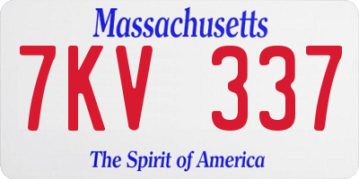 MA license plate 7KV337