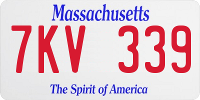 MA license plate 7KV339