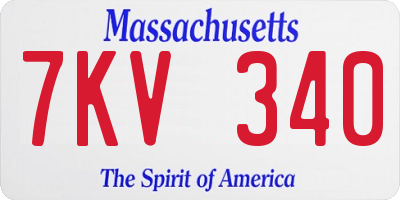 MA license plate 7KV340