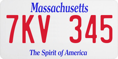 MA license plate 7KV345