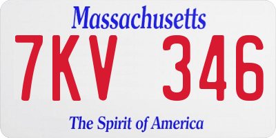 MA license plate 7KV346