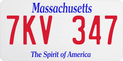 MA license plate 7KV347