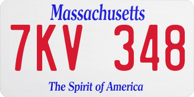 MA license plate 7KV348