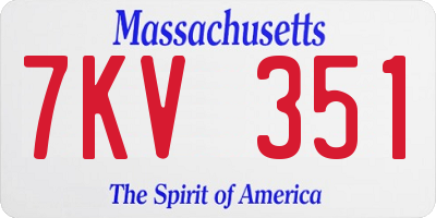 MA license plate 7KV351