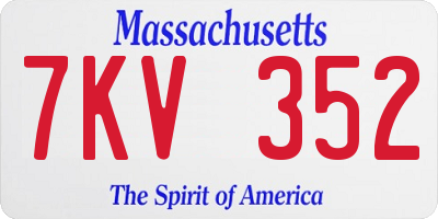 MA license plate 7KV352