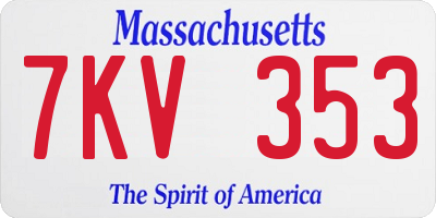 MA license plate 7KV353