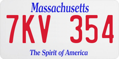MA license plate 7KV354