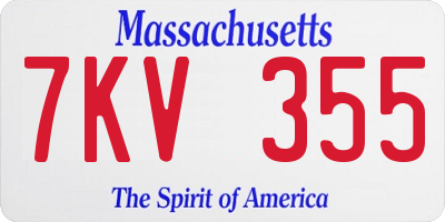 MA license plate 7KV355