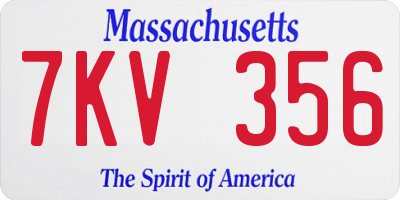 MA license plate 7KV356
