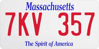 MA license plate 7KV357
