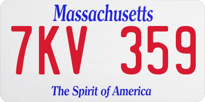 MA license plate 7KV359