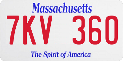 MA license plate 7KV360