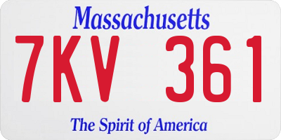 MA license plate 7KV361