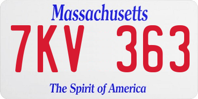 MA license plate 7KV363