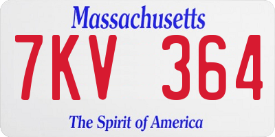 MA license plate 7KV364