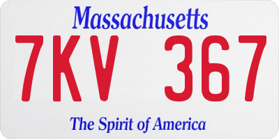 MA license plate 7KV367