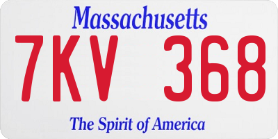 MA license plate 7KV368