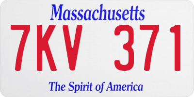 MA license plate 7KV371