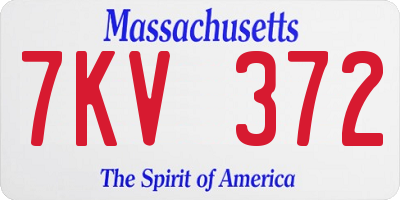 MA license plate 7KV372