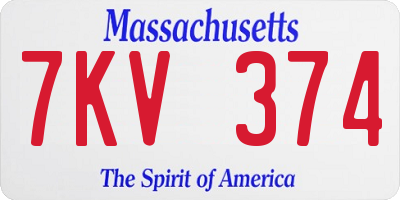 MA license plate 7KV374