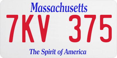 MA license plate 7KV375
