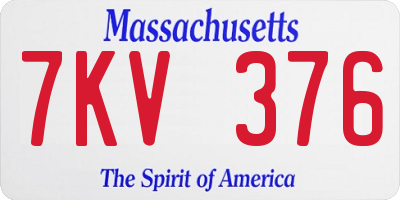 MA license plate 7KV376