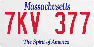 MA license plate 7KV377