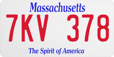 MA license plate 7KV378
