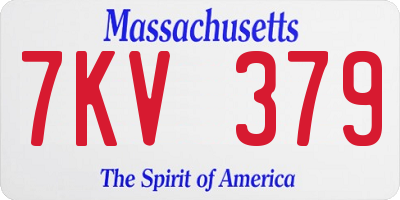 MA license plate 7KV379