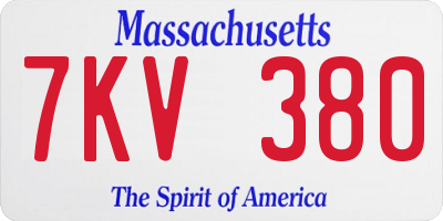 MA license plate 7KV380