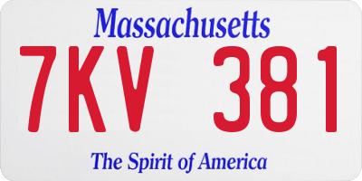 MA license plate 7KV381