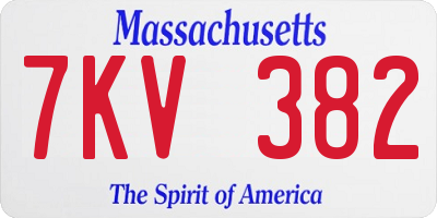 MA license plate 7KV382