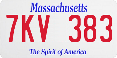 MA license plate 7KV383