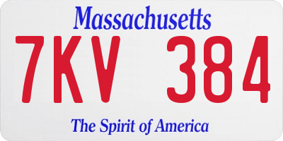 MA license plate 7KV384