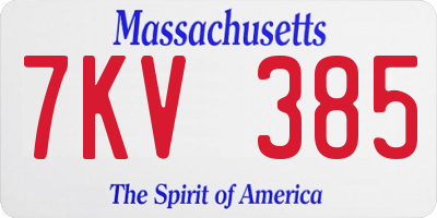 MA license plate 7KV385