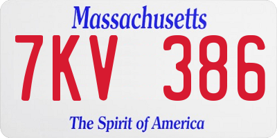 MA license plate 7KV386