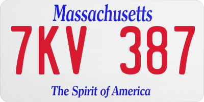 MA license plate 7KV387