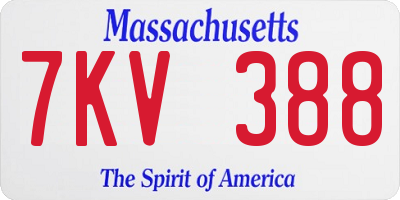 MA license plate 7KV388
